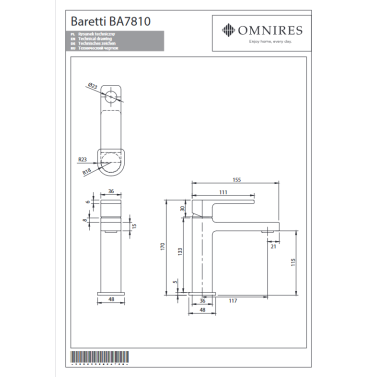 Bateria umywalkowa BARETTI BA7810BL - OMNIRES