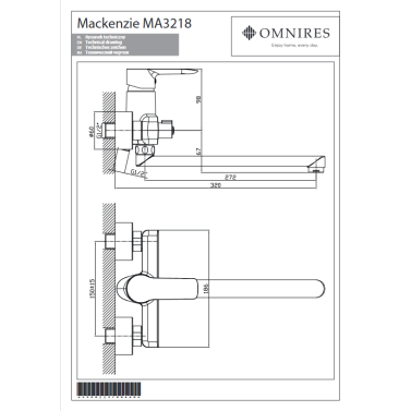 Bateria umywalkowa ścienna MACKENZE MA3218CR - OMNIRES