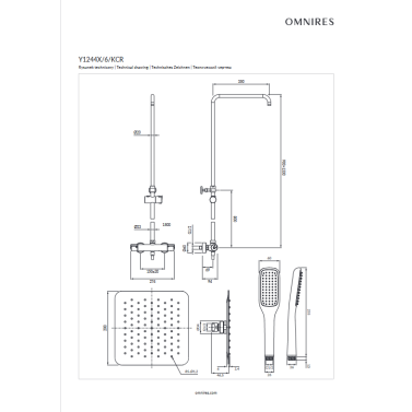 Zestaw natryskowy z termostatem Y1244X/6/KCR - OMNIRES